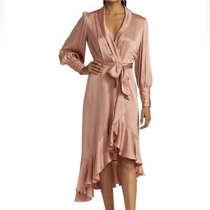 BNWT Zimmermann Silk Wrap Midi Dress size 1 in biscuit $700 (US 2-6)
